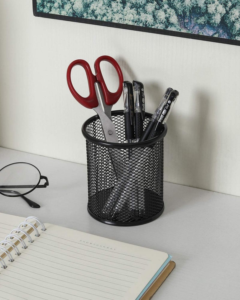 EasyPAG Pencil Holder for Desk, 2 Pack Metal Pen Organizer, Mesh Pencil Cup Organizer for Home, Office, Classroom, School, Black - Image 5